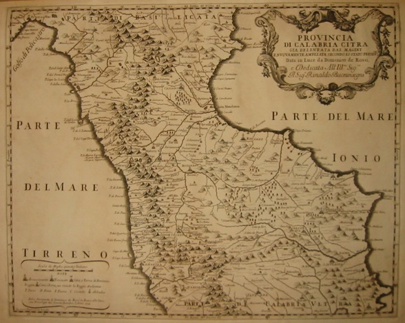 Cantelli Giacomo (1643-1695) Provincia di Calabria citra già  delineata dal Magini e nuovamente ampliata secondo lo stato presente 1714 Roma